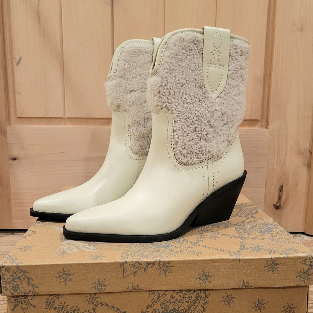 Free People Cream Shearling Boots